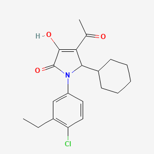 2H-Pyrrol-2-one, 4-acetyl-1-(4-chloro-3-ethylphenyl)-5-cyclohexyl-1,5-dihydro-3-hydroxy- - 