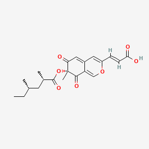 Hexanoic acid, 2,4-dimethyl-, (7R)-3-((1E)-2-carboxyethenyl)-7,8-dihydro-7-methyl-6,8-dioxo-6H-2-benzopyran-7-yl ester, (2S,4S)- - 65745-48-4