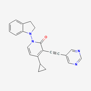 2(1h)-Pyridinone,4-cyclopropyl-1-(2,3-dihydro-1h-indolyl)-3-[2-(5-pyrimidinyl)ethynyl]- - 