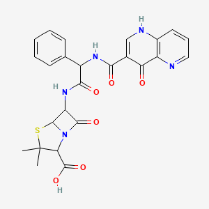 6-{2-[(4-Hydroxy-1,5-naphthyridine-3-carbonyl)amino](phenyl)acetamido}-3,3-dimethyl-7-oxo-4-thia-1-azabicyclo[3.2.0]heptane-2-carboxylic acid - 