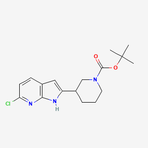 1-Piperidinecarboxylic acid, 3-(6-chloro-1H-pyrrolo[2,3-b]pyridin-2-yl)-, 1,1-dimethylethyl ester - 