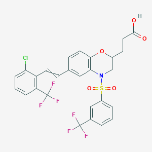 3-[(2S)-6-[(E)-2-[2-chloro-6-(trifluoromethyl)phenyl]vinyl]-4-[3-(trifluoromethyl)phenyl]sulfonyl-2,3-dihydro-1,4-benzoxazin-2-yl]propanoic acid - 