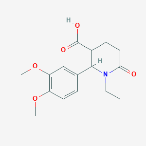 2-(3,4-dimethoxyphenyl)-1-ethyl-6-oxopiperidine-3-carboxylic acid - 