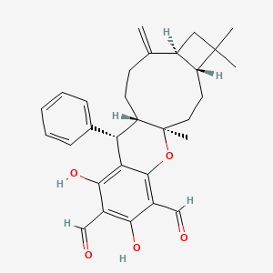 (1R,4R,7S,11S,12S)-14,16-dihydroxy-1,5,5-trimethyl-8-methylidene-12-phenyl-19-oxatetracyclo[9.8.0.04,7.013,18]nonadeca-13,15,17-triene-15,17-dicarbaldehyde - 