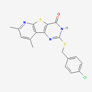 4-[(4-chlorophenyl)methylsulfanyl]-11,13-dimethyl-8-thia-3,5,10-triazatricyclo[7.4.0.02,7]trideca-1(9),2(7),3,10,12-pentaen-6-one - 