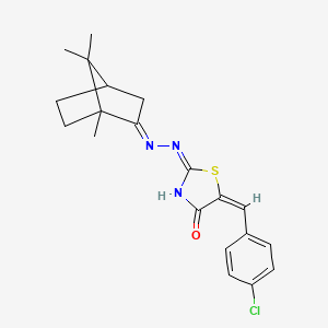 (5E)-5-[(4-chlorophenyl)methylidene]-2-[2-(4,7,7-trimethyl-3-bicyclo[2.2.1]heptanylidene)hydrazinyl]-4-thiazolone - 