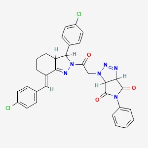 1-{2-[(7E)-7-(4-chlorobenzylidene)-3-(4-chlorophenyl)-3,3a,4,5,6,7-hexahydro-2H-indazol-2-yl]-2-oxoethyl}-5-phenyl-3a,6a-dihydropyrrolo[3,4-d][1,2,3]triazole-4,6(1H,5H)-dione - 