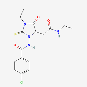 4-chloro-N-{3-ethyl-5-[2-(ethylamino)-2-oxoethyl]-4-oxo-2-thioxoimidazolidin-1-yl}benzamide - 