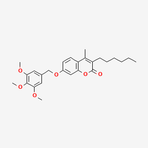 3-hexyl-4-methyl-7-[(3,4,5-trimethoxybenzyl)oxy]-2H-chromen-2-one - 