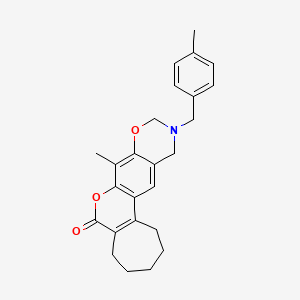 8-methyl-11-(4-methylbenzyl)-2,3,4,5,11,12-hexahydro-10H-cyclohepta[3,4]chromeno[6,7-e][1,3]oxazin-6(1H)-one - 