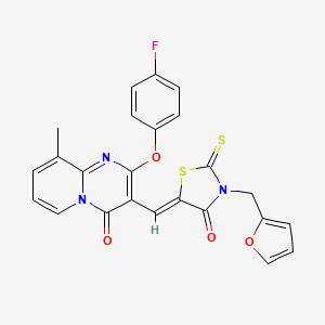 2-(4-fluorophenoxy)-3-{(Z)-[3-(furan-2-ylmethyl)-4-oxo-2-thioxo-1,3-thiazolidin-5-ylidene]methyl}-9-methyl-4H-pyrido[1,2-a]pyrimidin-4-one - 