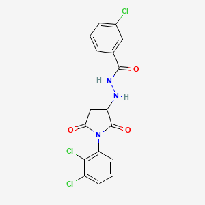 3-chloro-N'-[1-(2,3-dichlorophenyl)-2,5-dioxopyrrolidin-3-yl]benzohydrazide - 