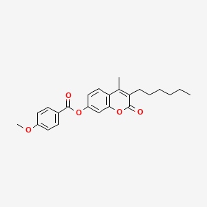 3-hexyl-4-methyl-2-oxo-2H-chromen-7-yl 4-methoxybenzoate - 