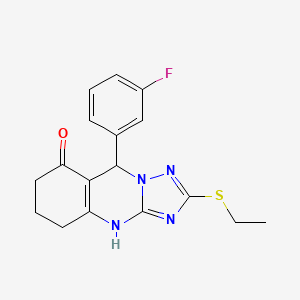 2-(ethylsulfanyl)-9-(3-fluorophenyl)-5,6,7,9-tetrahydro[1,2,4]triazolo[5,1-b]quinazolin-8(4H)-one - 