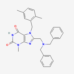 8-((dibenzylamino)methyl)-7-(2,5-dimethylbenzyl)-3-methyl-1H-purine-2,6(3H,7H)-dione - 