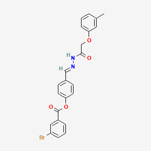 4-[(E)-{2-[(3-methylphenoxy)acetyl]hydrazinylidene}methyl]phenyl 3-bromobenzoate - 