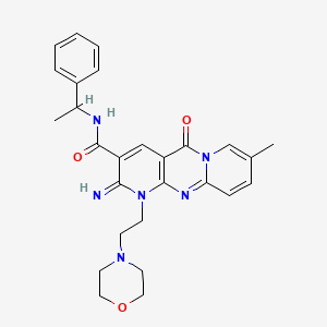 6-imino-13-methyl-7-[2-(morpholin-4-yl)ethyl]-2-oxo-N-(1-phenylethyl)-1,7,9-triazatricyclo[8.4.0.0^{3,8}]tetradeca-3(8),4,9,11,13-pentaene-5-carboxamide - 