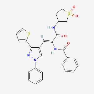 N-{(1Z)-3-[(1,1-dioxidotetrahydrothiophen-3-yl)amino]-3-oxo-1-[1-phenyl-3-(thiophen-2-yl)-1H-pyrazol-4-yl]prop-1-en-2-yl}benzamide - 