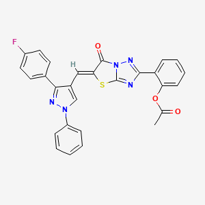 2-[(5Z)-5-{[3-(4-fluorophenyl)-1-phenyl-1H-pyrazol-4-yl]methylidene}-6-oxo-5,6-dihydro[1,3]thiazolo[3,2-b][1,2,4]triazol-2-yl]phenyl acetate - 