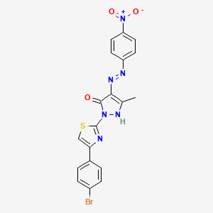 (4E)-2-[4-(4-bromophenyl)-1,3-thiazol-2-yl]-5-methyl-4-[2-(4-nitrophenyl)hydrazinylidene]-2,4-dihydro-3H-pyrazol-3-one - 