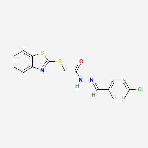 2-(1,3-benzothiazol-2-ylsulfanyl)-N'-[(E)-(4-chlorophenyl)methylidene]acetohydrazide - 