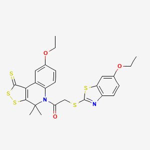 8-ethoxy-5-{[(6-ethoxy-1,3-benzothiazol-2-yl)thio]acetyl}-4,4-dimethyl-4,5-dihydro-1H-[1,2]dithiolo[3,4-c]quinoline-1-thione - 