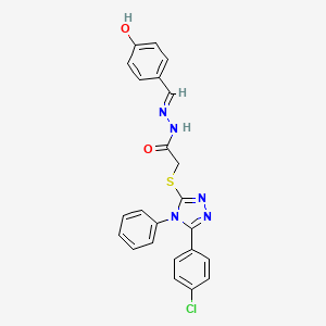 2-{[5-(4-chlorophenyl)-4-phenyl-4H-1,2,4-triazol-3-yl]sulfanyl}-N'-[(E)-(4-hydroxyphenyl)methylidene]acetohydrazide - 