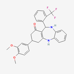 3-(3,4-dimethoxyphenyl)-11-[2-(trifluoromethyl)phenyl]-2,3,4,5,10,11-hexahydro-1H-dibenzo[b,e][1,4]diazepin-1-one - 