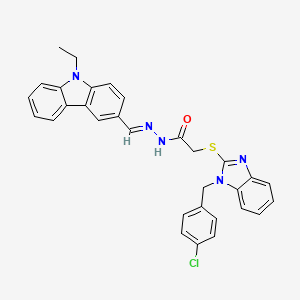 2-{[1-(4-chlorobenzyl)-1H-benzimidazol-2-yl]sulfanyl}-N'-[(E)-(9-ethyl-9H-carbazol-3-yl)methylidene]acetohydrazide - 
