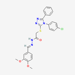 2-{[4-(4-chlorophenyl)-5-phenyl-4H-1,2,4-triazol-3-yl]sulfanyl}-N'-[(E)-(3,4-dimethoxyphenyl)methylidene]acetohydrazide - 