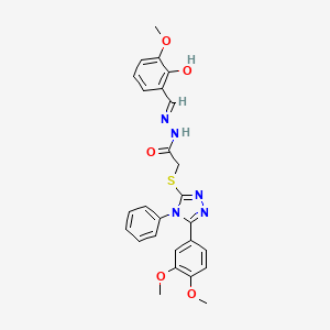 2-{[5-(3,4-dimethoxyphenyl)-4-phenyl-4H-1,2,4-triazol-3-yl]sulfanyl}-N'-[(E)-(2-hydroxy-3-methoxyphenyl)methylidene]acetohydrazide - 