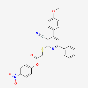 4-Nitrophenyl 2-((3-cyano-4-(4-methoxyphenyl)-6-phenylpyridin-2-yl)thio)acetate - 