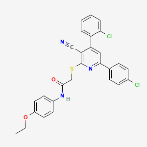 2-((4-(2-Chlorophenyl)-6-(4-chlorophenyl)-3-cyanopyridin-2-yl)thio)-N-(4-ethoxyphenyl)acetamide - 