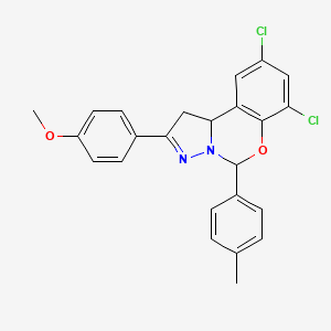 7,9-Dichloro-2-(4-methoxyphenyl)-5-(4-methylphenyl)-1,10b-dihydropyrazolo[1,5-c][1,3]benzoxazine - 303061-34-9