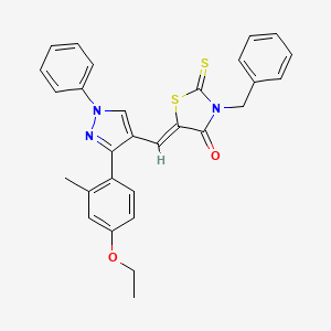 (5Z)-3-benzyl-5-{[3-(4-ethoxy-2-methylphenyl)-1-phenyl-1H-pyrazol-4-yl]methylidene}-2-thioxo-1,3-thiazolidin-4-one - 