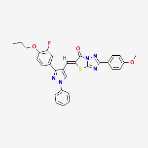 (5Z)-5-{[3-(3-Fluoro-4-propoxyphenyl)-1-phenyl-1H-pyrazol-4-YL]methylene}-2-(4-methoxyphenyl)[1,3]thiazolo[3,2-B][1,2,4]triazol-6(5H)-one - 623935-39-7