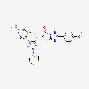 (5Z)-5-{[3-(4-Ethoxy-2-methylphenyl)-1-phenyl-1H-pyrazol-4-YL]methylene}-2-(4-methoxyphenyl)[1,3]thiazolo[3,2-B][1,2,4]triazol-6(5H)-one - 623935-22-8
