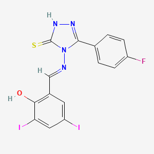 3-(4-Fluorophenyl)-4-((2-hydroxy-3,5-diiodobenzylidene)amino)-1H-1,2,4-triazole-5(4H)-thione - 716335-57-8
