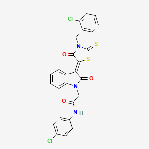 2-{(3Z)-3-[3-(2-chlorobenzyl)-4-oxo-2-thioxo-1,3-thiazolidin-5-ylidene]-2-oxo-2,3-dihydro-1H-indol-1-yl}-N-(4-chlorophenyl)acetamide - 618075-51-7