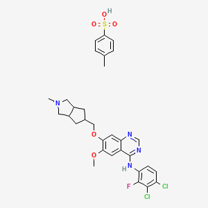 N-(3,4-dichloro-2-fluorophenyl)-6-methoxy-7-[(2-methyl-3,3a,4,5,6,6a-hexahydro-1H-cyclopenta[c]pyrrol-5-yl)methoxy]quinazolin-4-amine;4-methylbenzenesulfonic acid - 