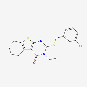 2-[(3-chlorobenzyl)sulfanyl]-3-ethyl-5,6,7,8-tetrahydro[1]benzothieno[2,3-d]pyrimidin-4(3H)-one - 618879-74-6