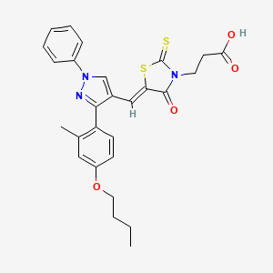 3-[(5Z)-5-{[3-(4-butoxy-2-methylphenyl)-1-phenyl-1H-pyrazol-4-yl]methylidene}-4-oxo-2-thioxo-1,3-thiazolidin-3-yl]propanoic acid - 