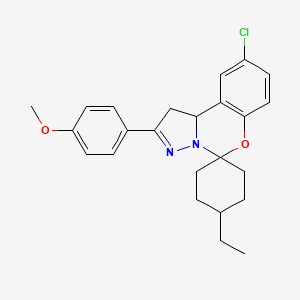 1-(2-chloro-14-ethylspiro[10aH-benzo[e]2-pyrazolino[1,5-c]1,3-oxazine-6,4'-cyc lohexane]-9-yl)-4-methoxybenzene - 