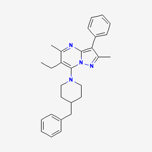 4-Benzyl-1-{6-ethyl-2,5-dimethyl-3-phenylpyrazolo[1,5-a]pyrimidin-7-yl}piperidine - 