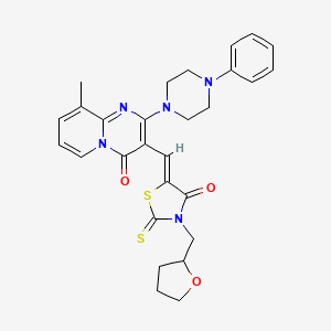 9-methyl-3-{(Z)-[4-oxo-3-(tetrahydrofuran-2-ylmethyl)-2-thioxo-1,3-thiazolidin-5-ylidene]methyl}-2-(4-phenylpiperazin-1-yl)-4H-pyrido[1,2-a]pyrimidin-4-one - 