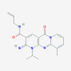 6-imino-11-methyl-2-oxo-N-(prop-2-en-1-yl)-7-(propan-2-yl)-1,7,9-triazatricyclo[8.4.0.0^{3,8}]tetradeca-3(8),4,9,11,13-pentaene-5-carboxamide - 