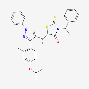 (5Z)-5-({3-[2-methyl-4-(propan-2-yloxy)phenyl]-1-phenyl-1H-pyrazol-4-yl}methylidene)-3-(1-phenylethyl)-2-thioxo-1,3-thiazolidin-4-one - 
