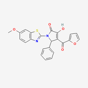 (4E)-4-[furan-2-yl(hydroxy)methylidene]-1-(6-methoxy-1,3-benzothiazol-2-yl)-5-phenylpyrrolidine-2,3-dione - 
