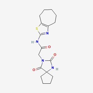 N-{4H,5H,6H,7H,8H-cyclohepta[d][1,3]thiazol-2-yl}-2-{2,4-dioxo-1,3-diazaspiro[4.4]nonan-3-yl}acetamide - 
