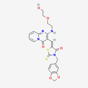 3-{(Z)-[3-(1,3-benzodioxol-5-ylmethyl)-4-oxo-2-thioxo-1,3-thiazolidin-5-ylidene]methyl}-2-{[2-(2-hydroxyethoxy)ethyl]amino}-4H-pyrido[1,2-a]pyrimidin-4-one - 